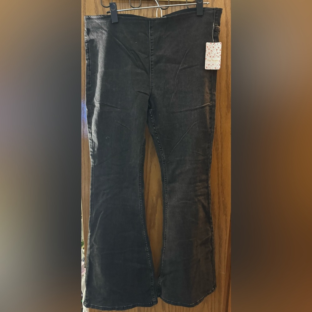 Free People Charcoal Wide Leg Jeans